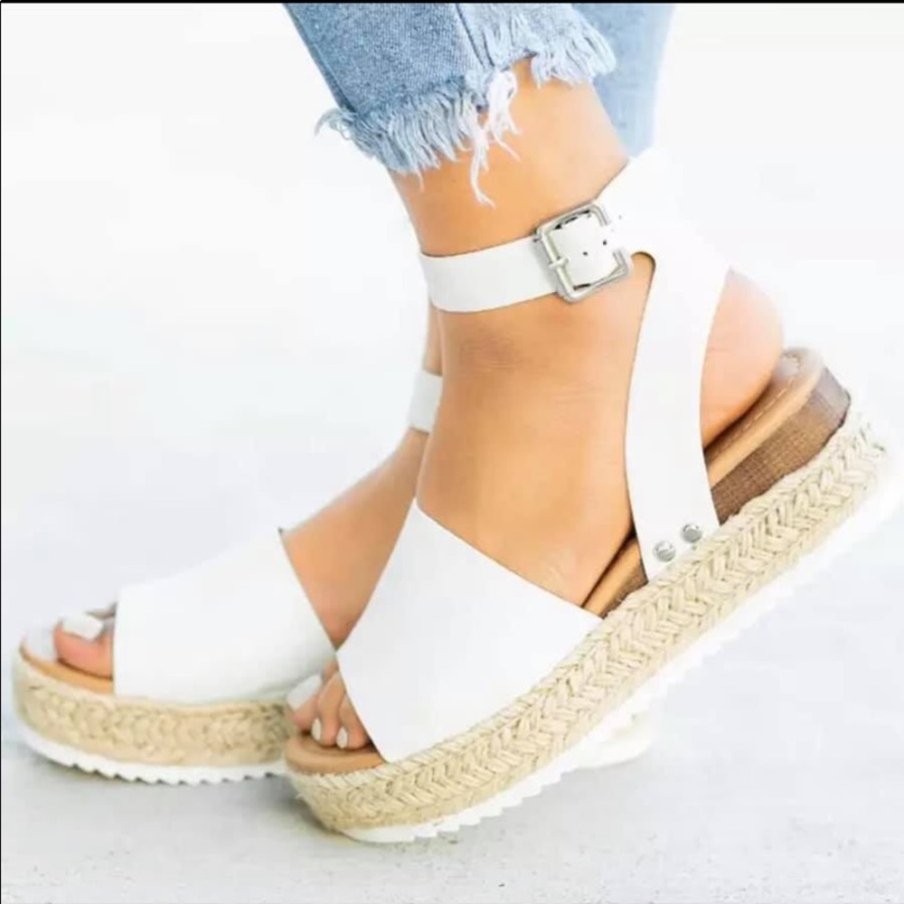 White espadrille sandals